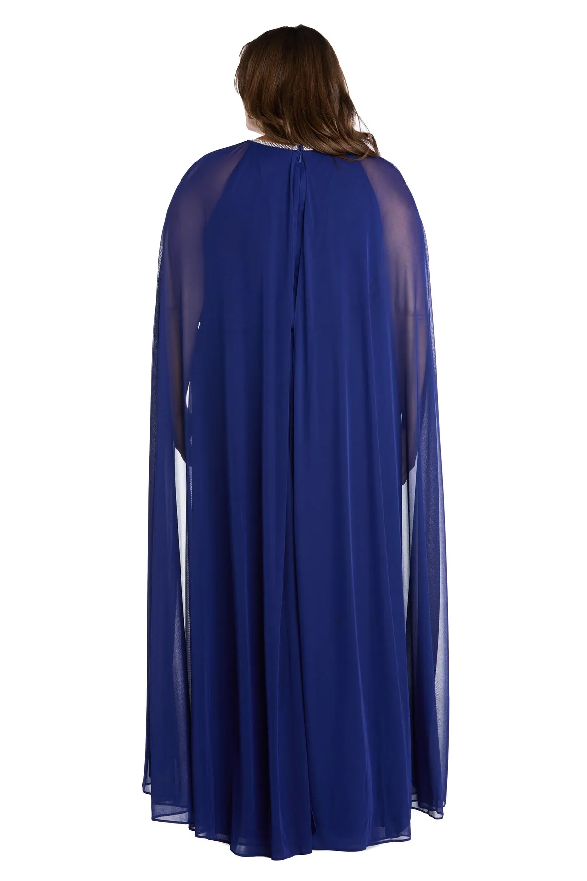 Elegant Chiffon Long Dress with Rhinestone-Trimmed Blouson Top and Dramatic Cape - Plus sold by R&M Richards product image thumbnail 2