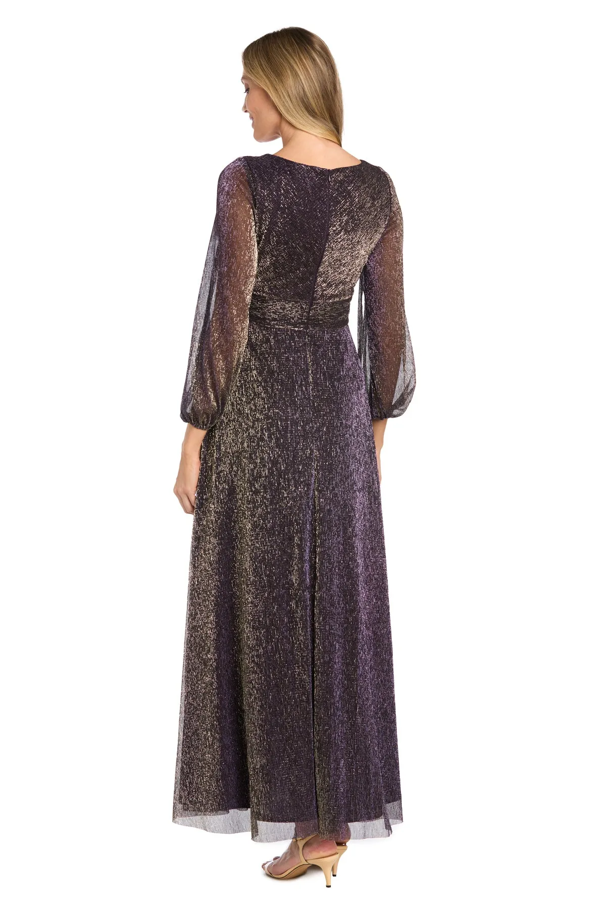 Elegant Metallic Long Dress with Rhinestone Detail and V-Neckline sold by R&M Richards product image thumbnail 2