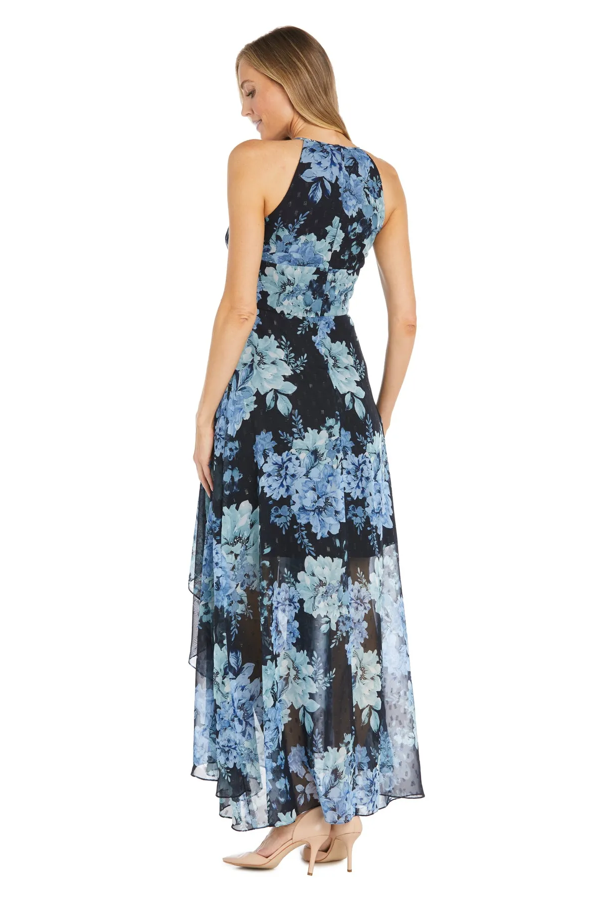 Floral Black and Blue Maxi Dress with Keyhole Detail - Petite sold by R&M Richards product image thumbnail 2