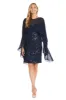 Sequin Cocktail Dress with Sheer Chiffon Cape - Petite sold by R&M Richards