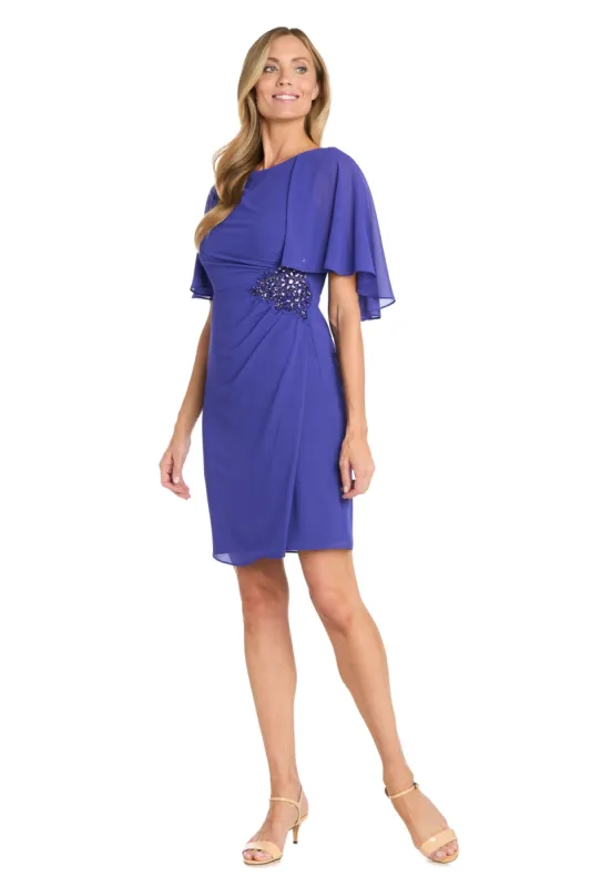 Elegant Beaded Detail Cocktail Dress with Chiffon Cape sold by R&M Richards