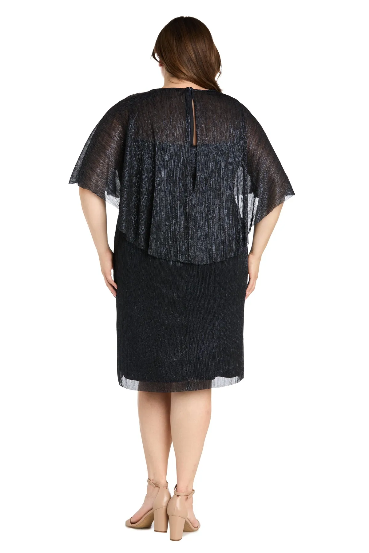 Cocktail Caplet Dress with Rhinestone and Ruffle Side Detail - Plus sold by R&M Richards product image thumbnail 2