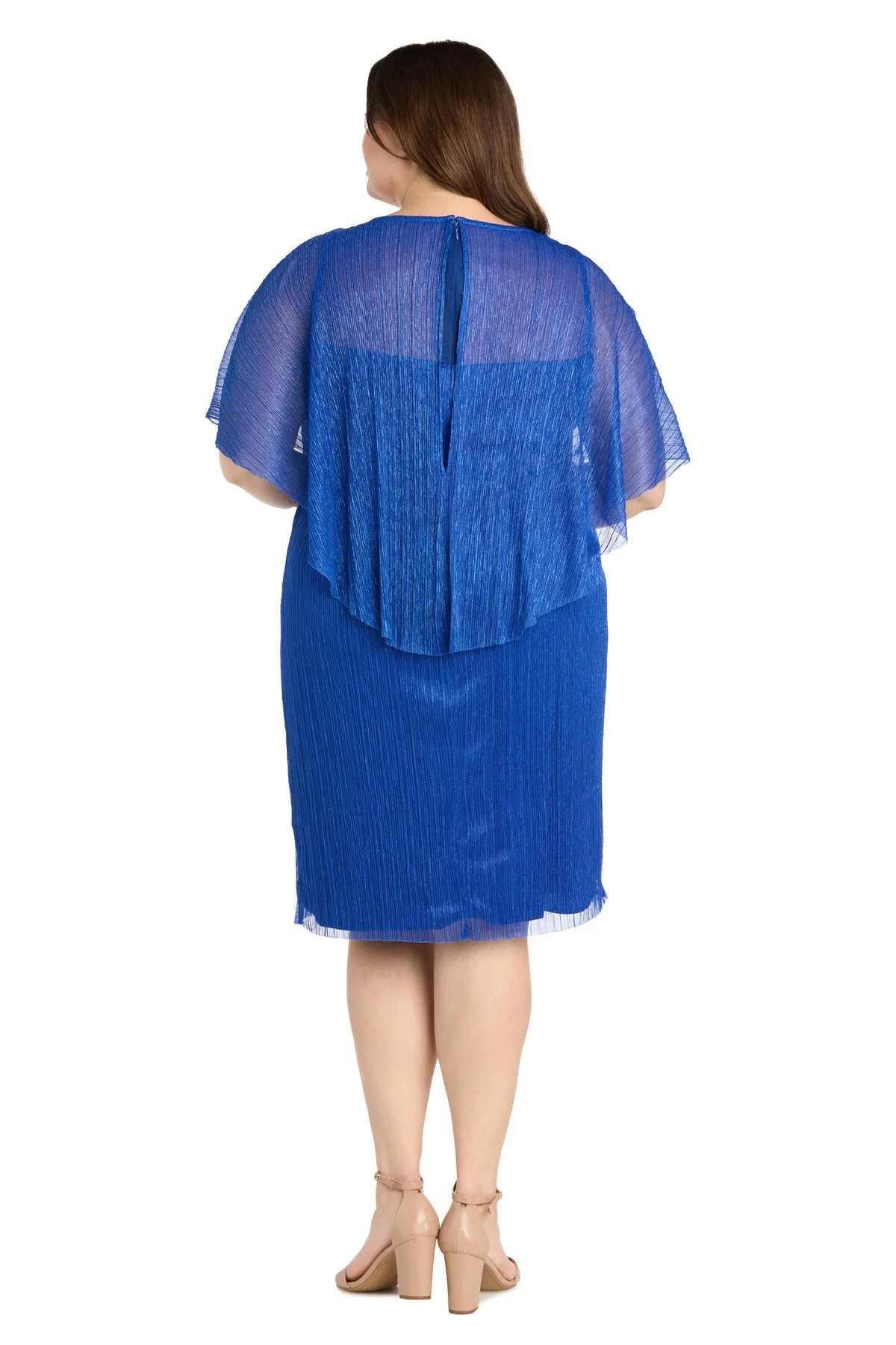 Royal Cocktail Caplet Dress with Rhinestone and Ruffle Side Detail - Plus sold by R&M Richards product image thumbnail 2