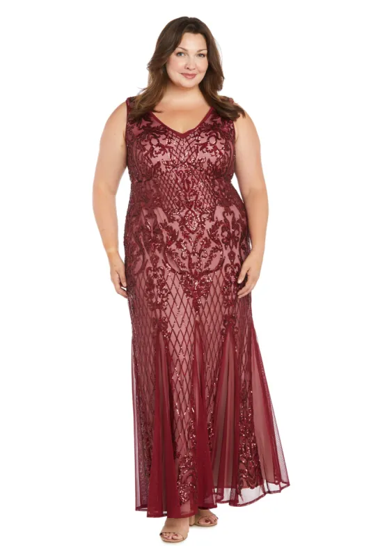 Long Beaded Sleeveless Dress - Plus sold by R&M Richards