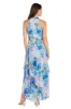 Flowy Chiffon Maxi Dress with Blue and Lavender Floral Print and Ruffled Tiered Skirt sold by R&M Richards