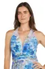 Flowy Chiffon Maxi Dress with Blue and Lavender Floral Print and Ruffled Tiered Skirt sold by R&M Richards