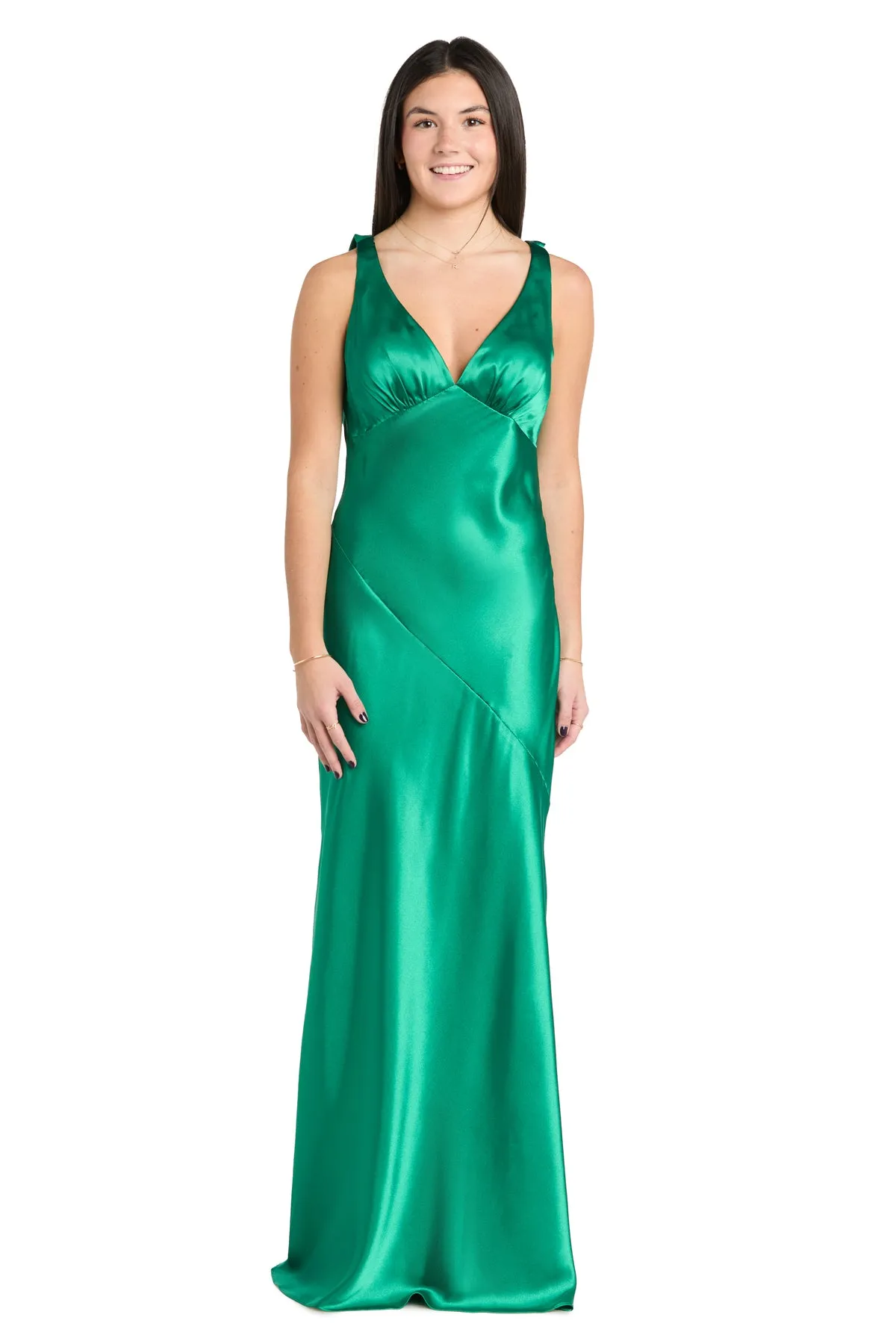 Ellie Emerald Satin Dress sold by R&M Richards