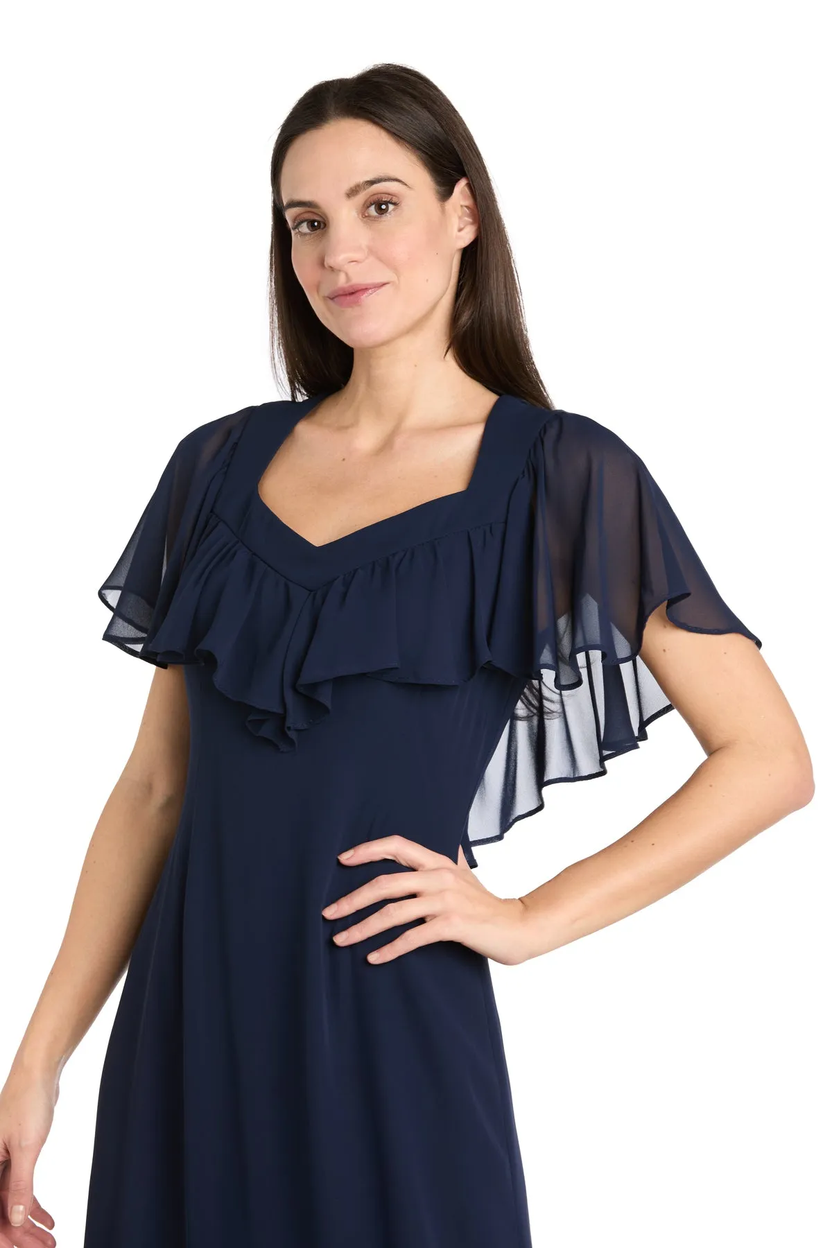 Elegant Midi Chiffon Dress with Ruffle Top and Chiffon Caplet sold by R&M Richards product image thumbnail 3