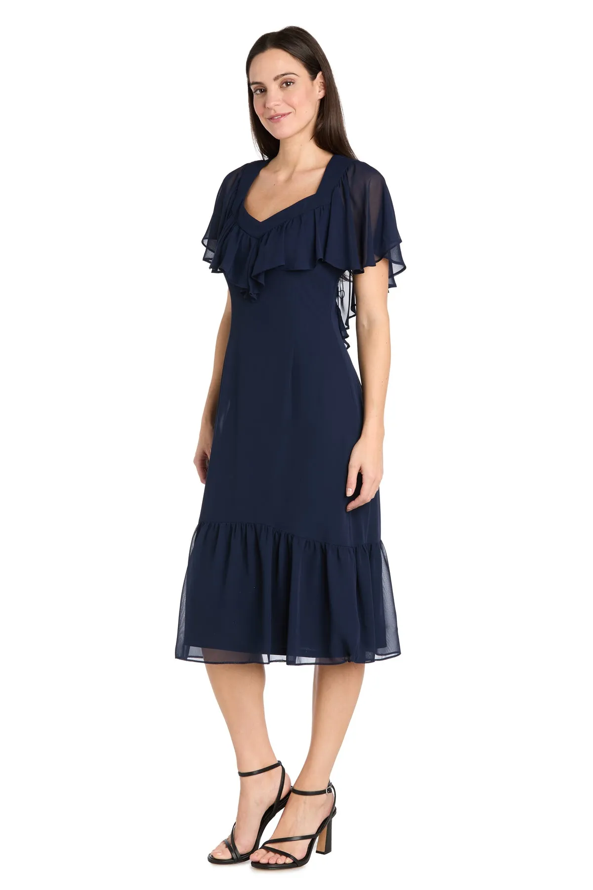 Elegant Midi Chiffon Dress with Ruffle Top and Chiffon Caplet sold by R&M Richards product image thumbnail 4