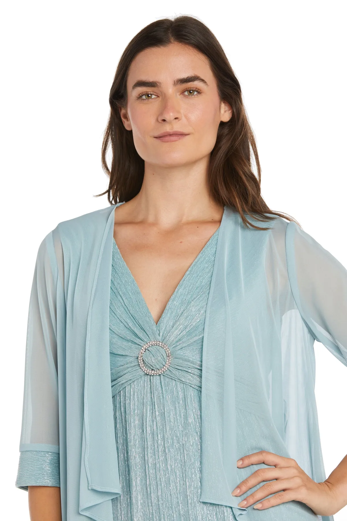 Metallic V-Neck Dress with Removable Chiffon Caplet - Petite sold by R&M Richards product image thumbnail 5