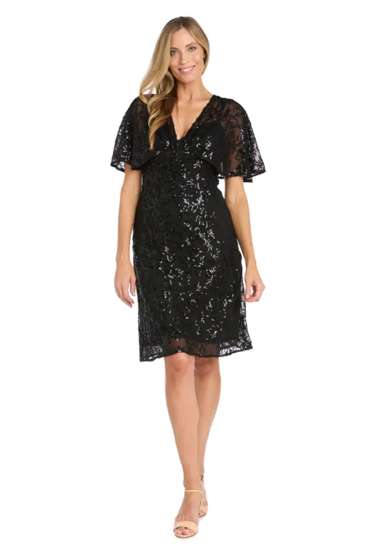 Sequin Elegance Flutter Sleeve Cocktail Dress - Petite sold by R&M Richards