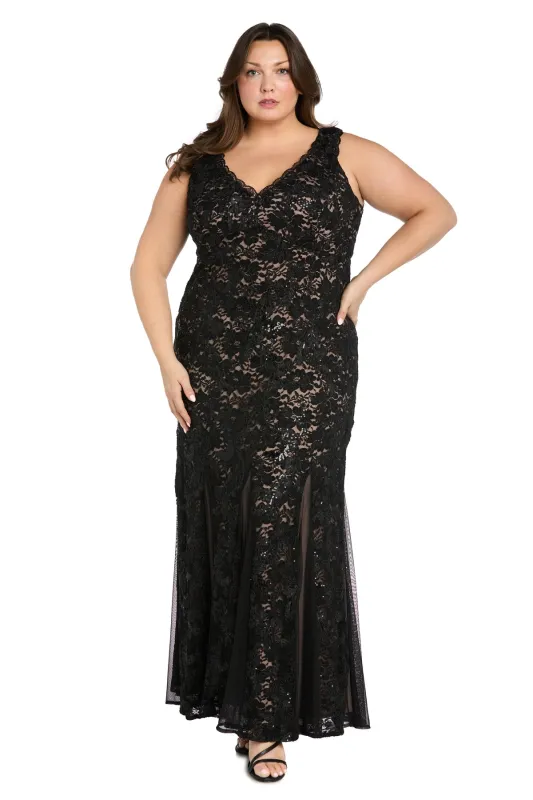 Long Sequined Lace Gown With Godet Skirt Inserts - Plus sold by R&M Richards