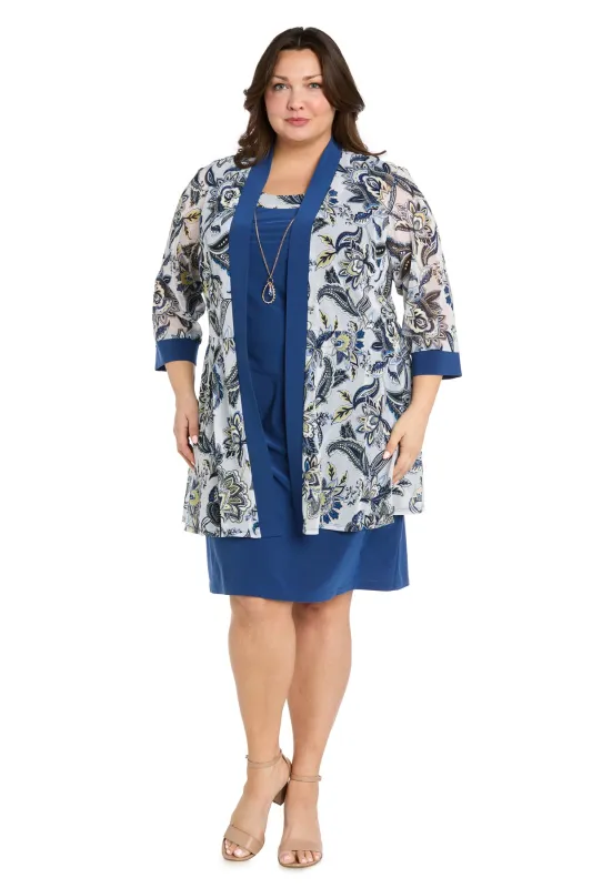 Abstract Leaf Printed Jacket Dress - Plus sold by R&M Richards