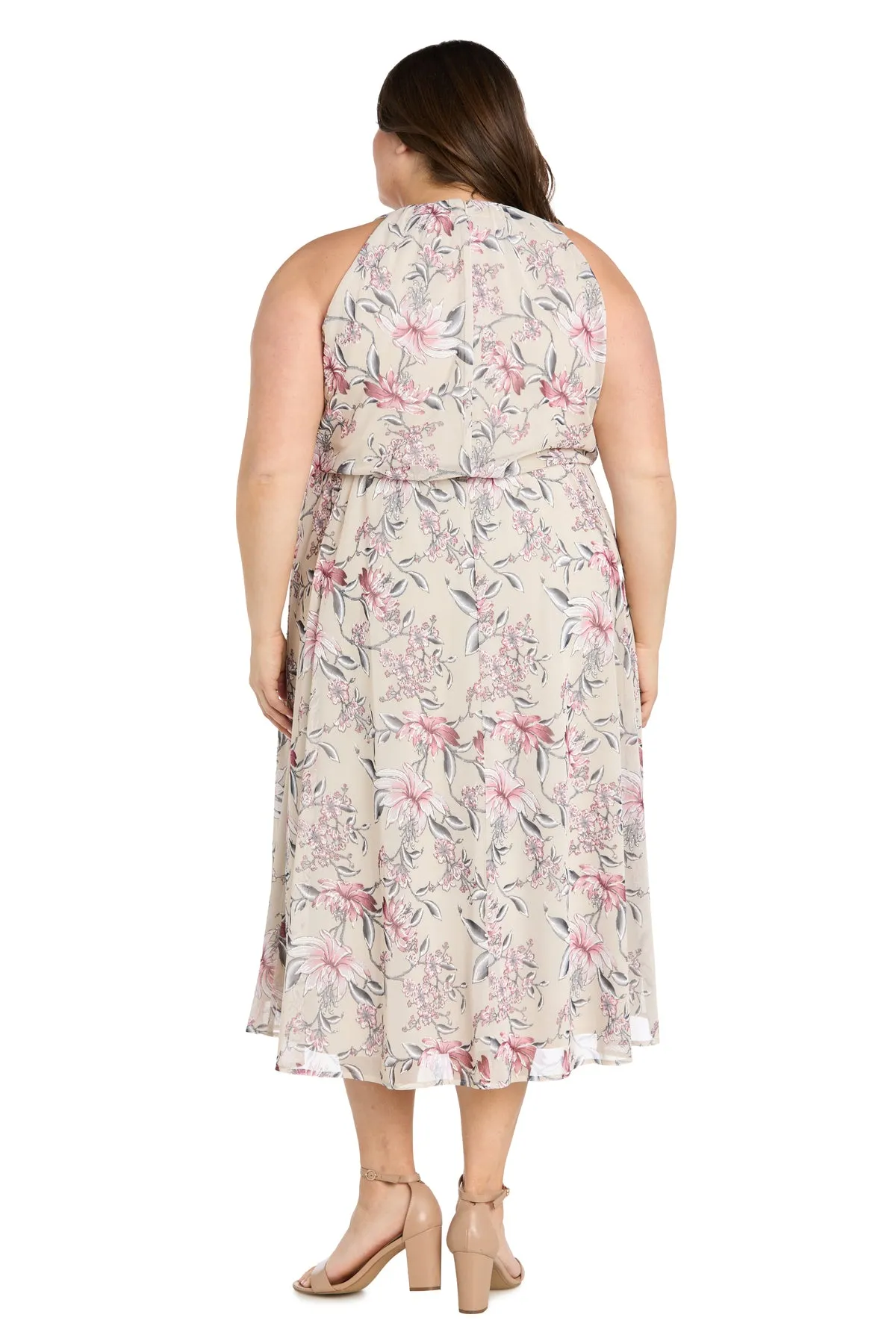 Floral Chiffon Midi Dress with Keyhole Halter Neck - Plus sold by R&M Richards product image thumbnail 2