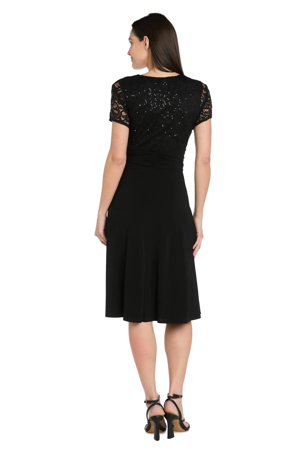 Faux Wrap Dress with Waist Embellishment and Lace Top sold by R&M Richards product image thumbnail 2