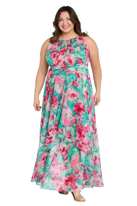 Keyhole Halter Neck Layered Chiffon Maxi Dress - Plus sold by R&M Richards