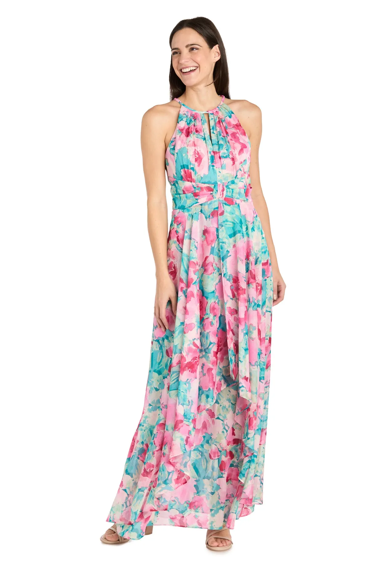 Keyhole Halter Neck Layered Chiffon Maxi Dress - Petite sold by R&M Richards