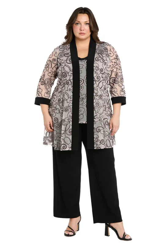 Blush-Embroidered 3D Floral Pant Suit with Matching Jacket - Plus sold by R&M Richards