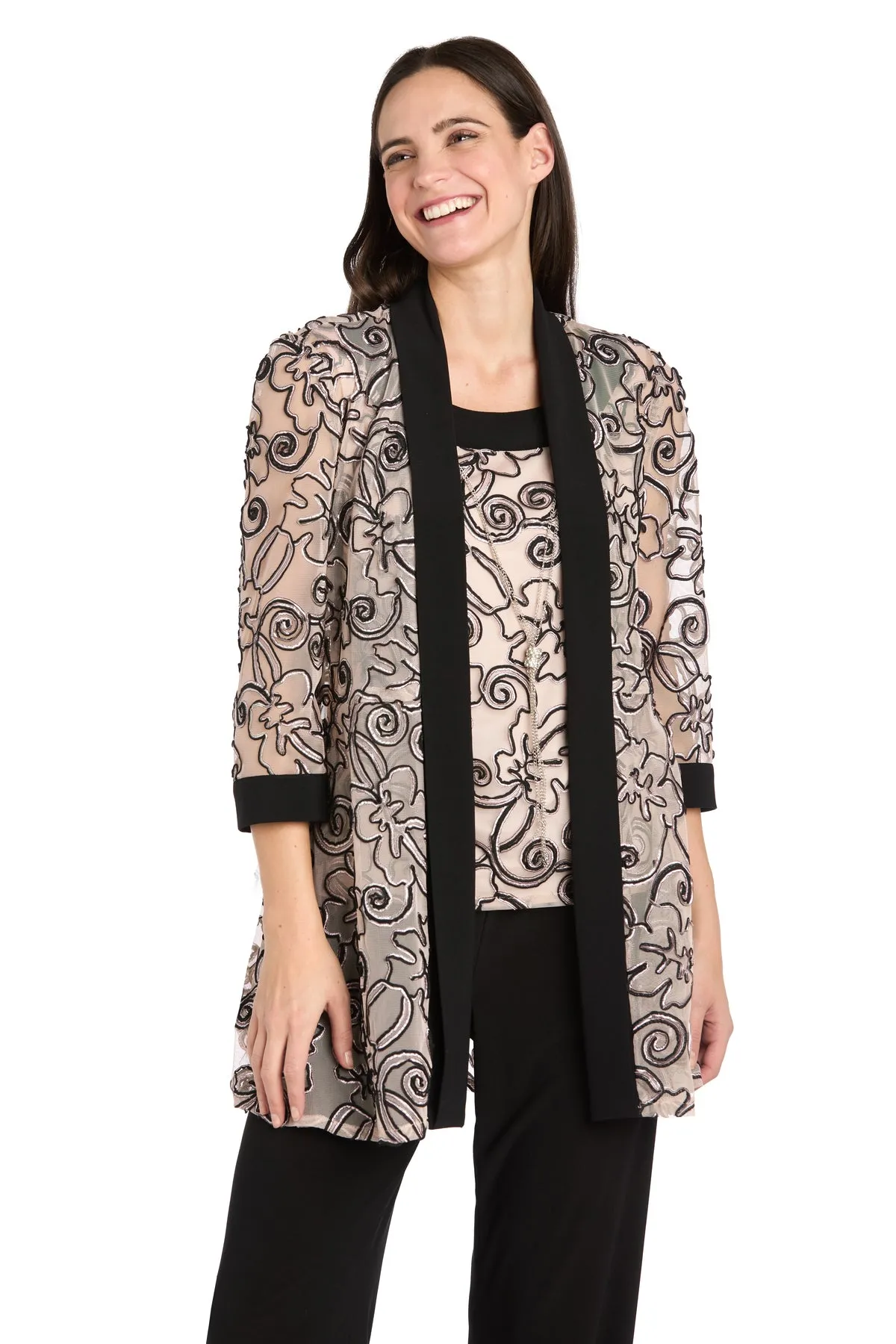 Blush-Embroidered 3D Floral Pant Suit with Matching Jacket sold by R&M Richards product image thumbnail 3