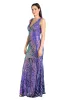 Sequin Feather Pattern Fitted Dress with V-Neckline and Godet Skirt sold by R&M Richards