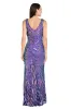 Sequin Feather Pattern Fitted Dress with V-Neckline and Godet Skirt sold by R&M Richards