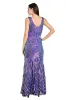 Sequin Feather Pattern Fitted Dress with V-Neckline and Godet Skirt sold by R&M Richards
