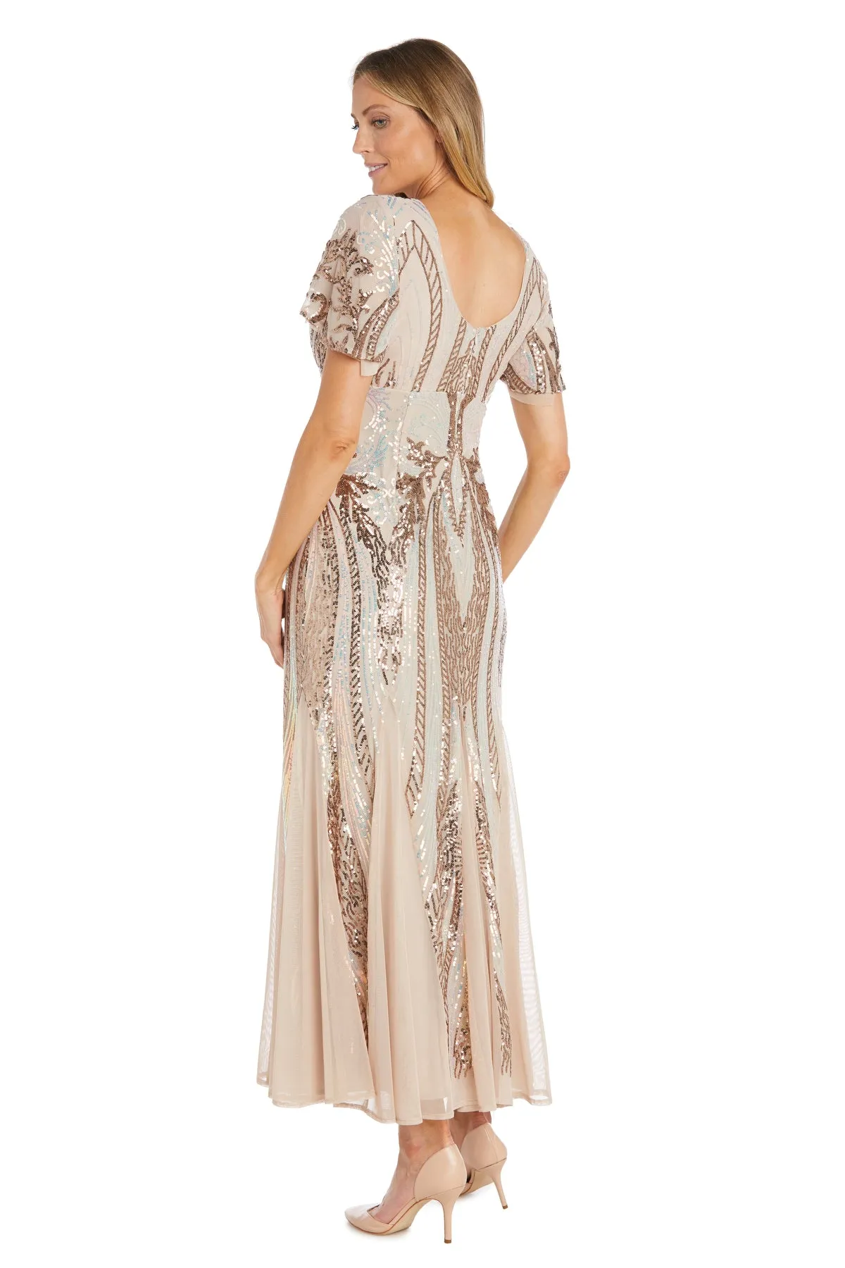 Flowy Sequin Gown with Elegant Flutter Sleeves - Petite sold by R&M Richards product image thumbnail 2