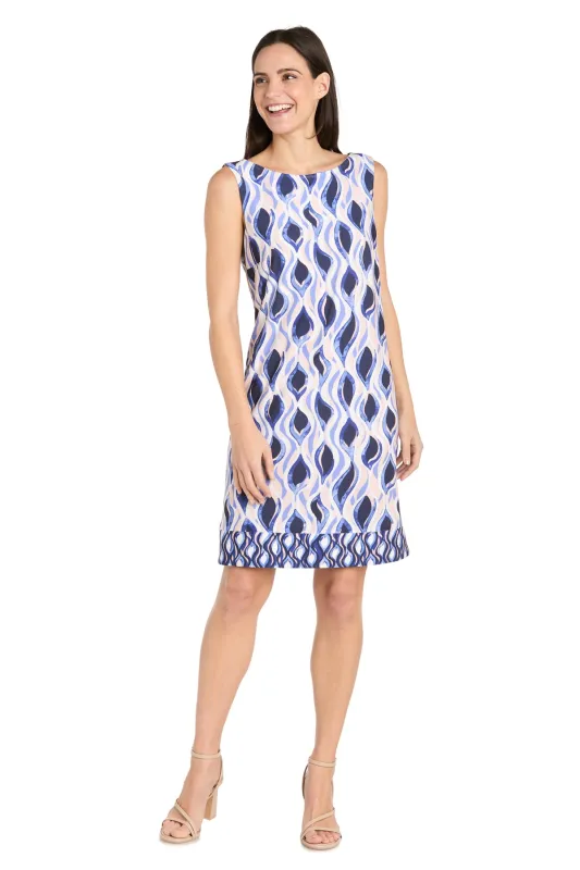 Blue Wave Pattern Sleeveless Spring Dress sold by R&M Richards