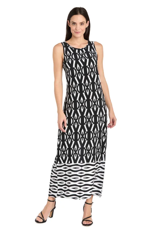 Intricate Pattern Sleeveless Knit Dress with Flipped Border Hem - Petite sold by R&M Richards