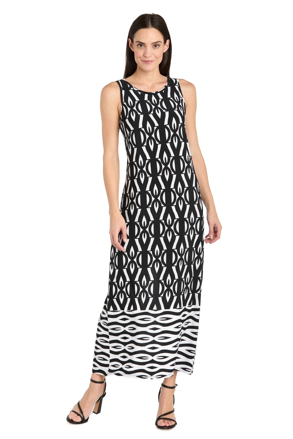 Intricate Pattern Sleeveless Knit Dress with Flipped Border Hem - Petite sold by R&M Richards