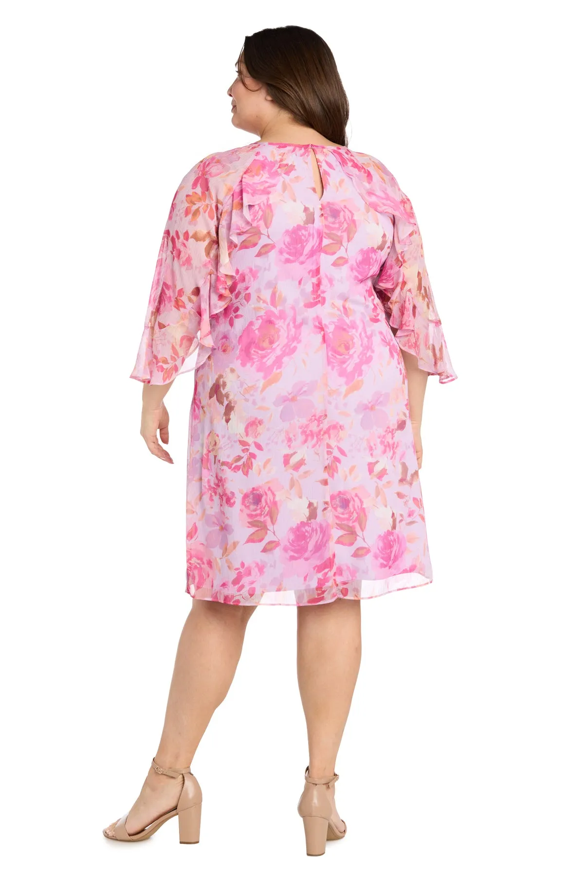 Lavender Rose Floral Chiffon Spring Dress with Ruffle Sleeves - Plus sold by R&M Richards product image thumbnail 2