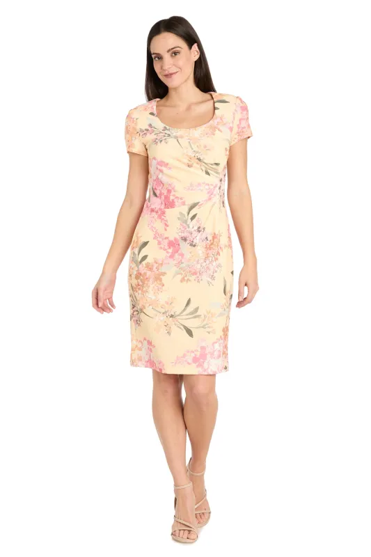 Floral Print Spring Short Dress with Pleated Sides- Petite sold by R&M Richards