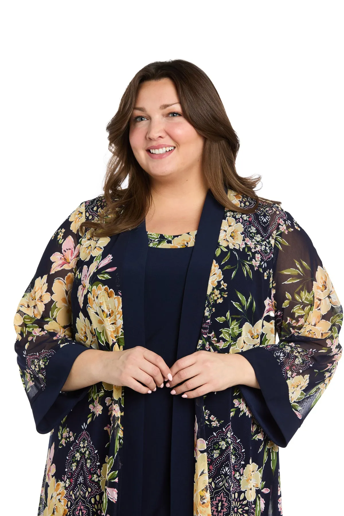 Navy Yellow Floral Jacket Dress - Plus sold by R&M Richards product image thumbnail 5