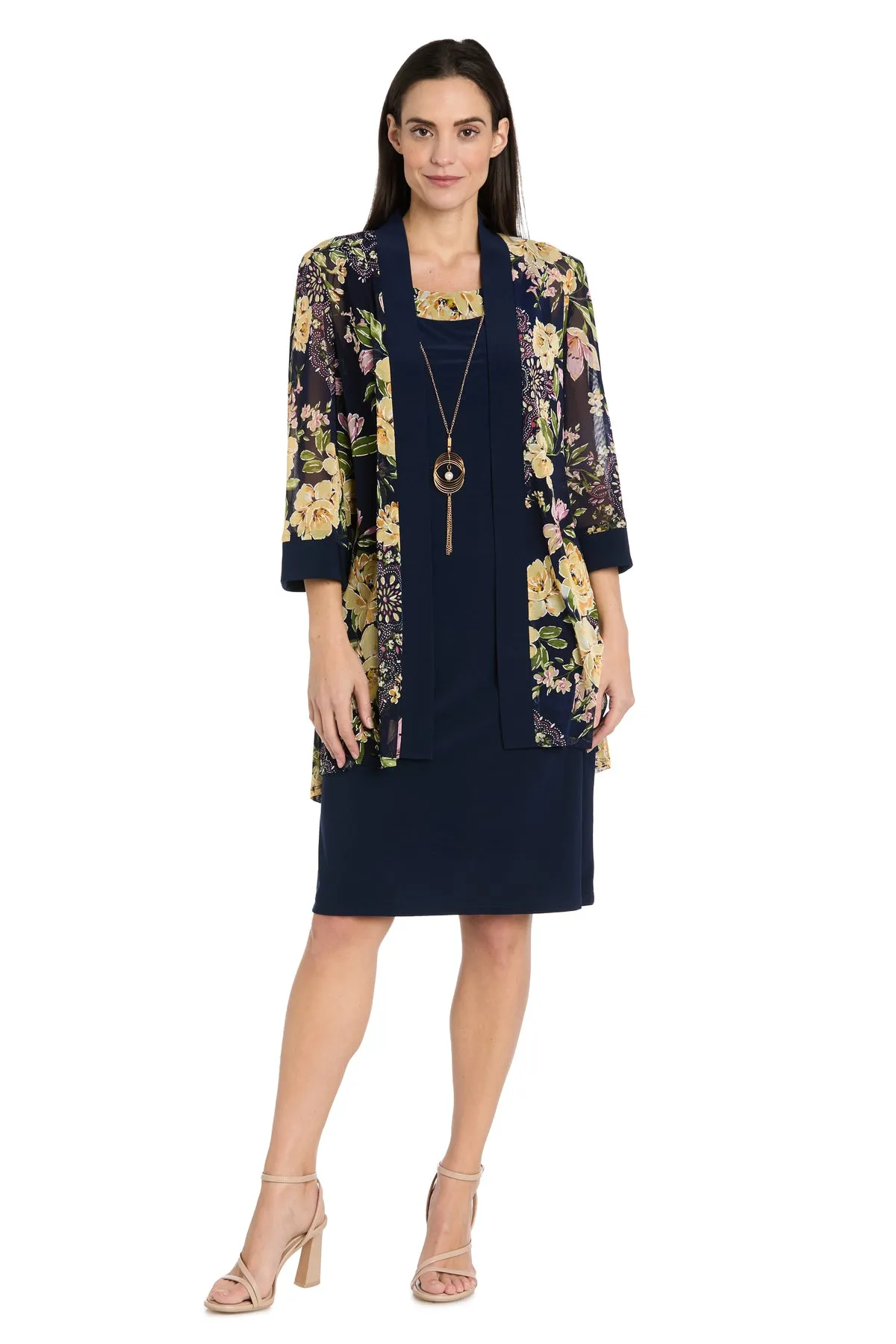 Navy Yellow Floral Jacket Dress sold by R&M Richards