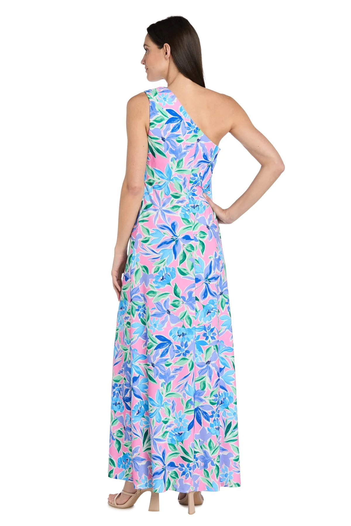 Floral One-Shoulder Dress with Gold Pendant and Side Slit sold by R&M Richards product image thumbnail 2