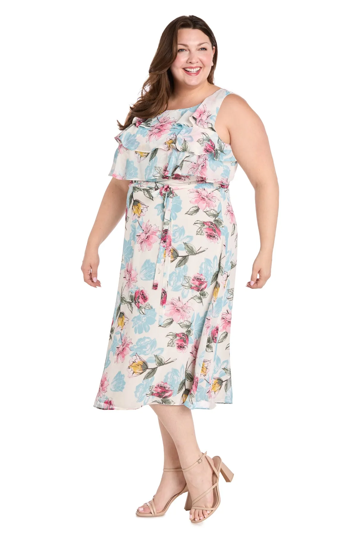 Daytime Maxi Dress Featuring a Ruffle Top and Flowy Skirt - Plus sold by R&M Richards product image thumbnail 4