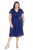 Faux Wrap Dress with Waist Embellishment and Lace Top - Plus sold by R&M Richards