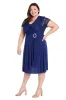 Faux Wrap Dress with Waist Embellishment and Lace Top - Plus sold by R&M Richards