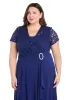 Faux Wrap Dress with Waist Embellishment and Lace Top - Plus sold by R&M Richards