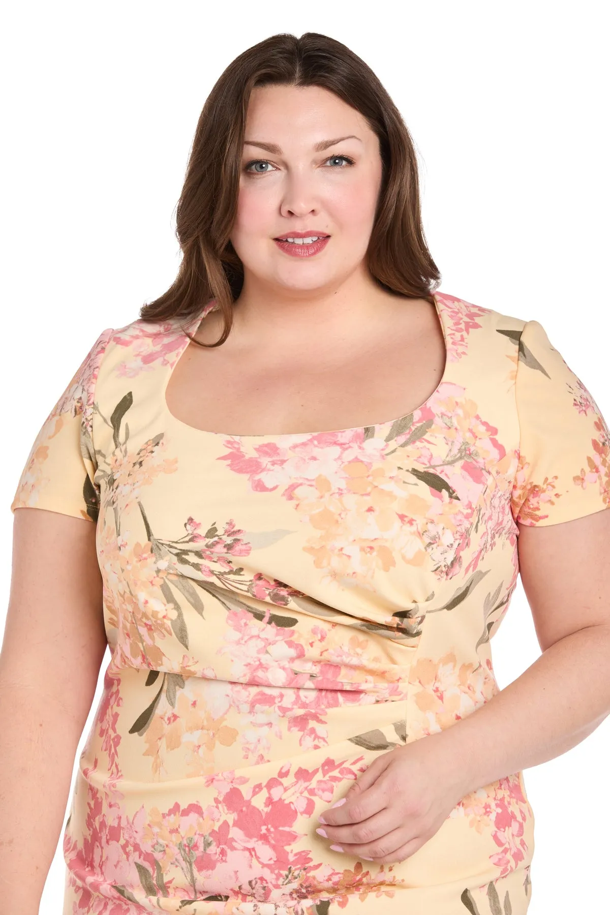 Floral Print Spring Short Dress with Pleated Sides - Plus sold by R&M Richards product image thumbnail 3
