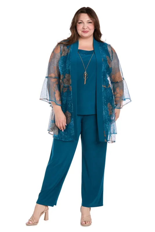 Pantsuit with Flounce Sleeves - Plus sold by R&M Richards