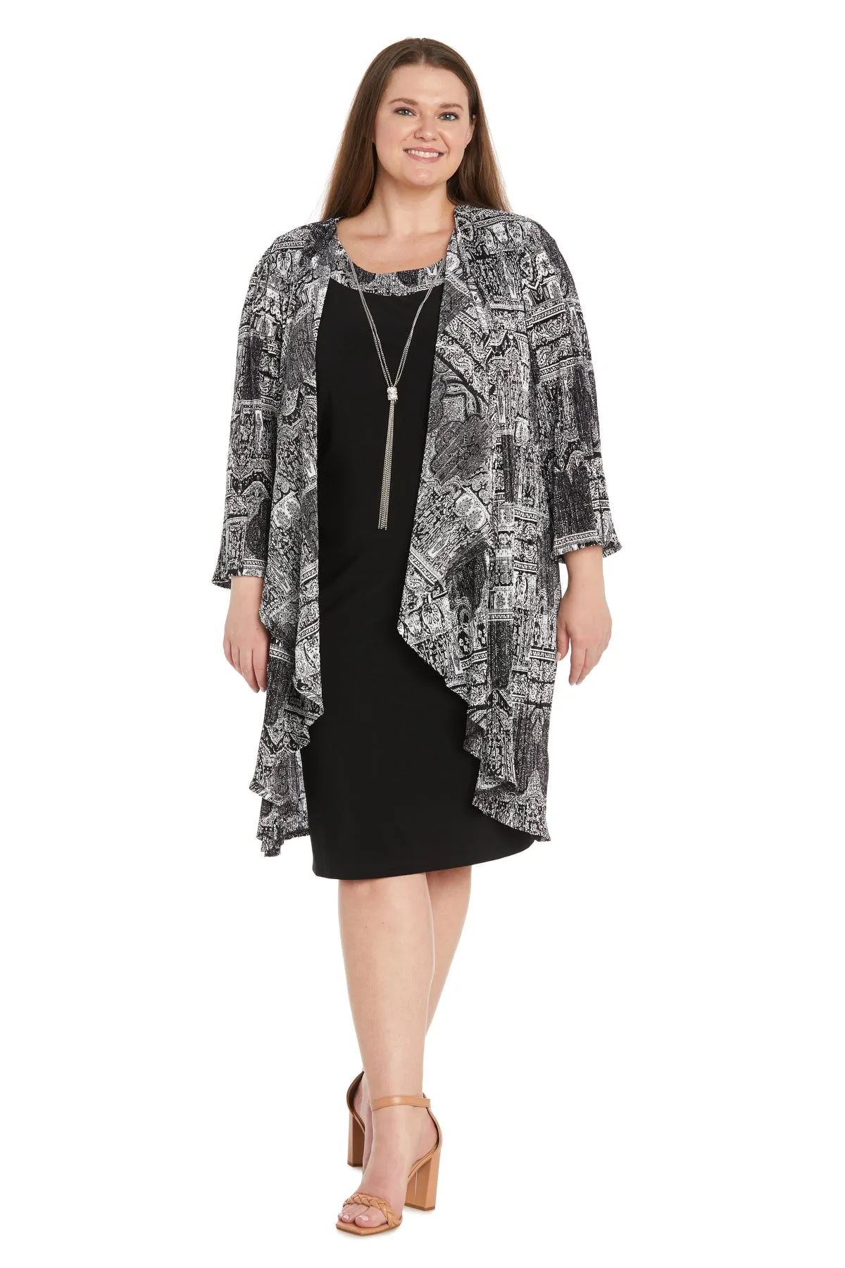 Pleated Printed Flyaway Jacket Dress - Plus sold by R&M Richards