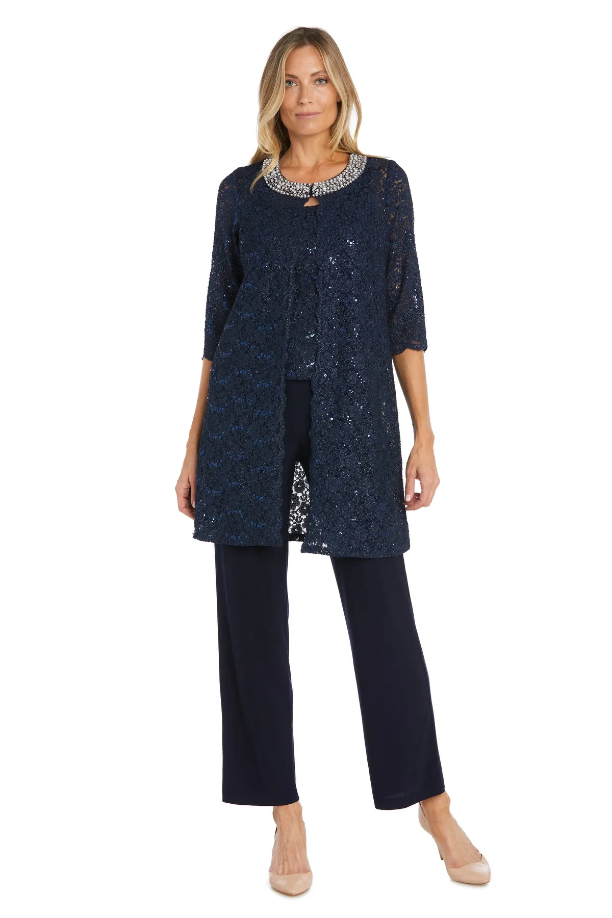 Lace Pantsuit with Pearl Neckline - Petite sold by R&M Richards
