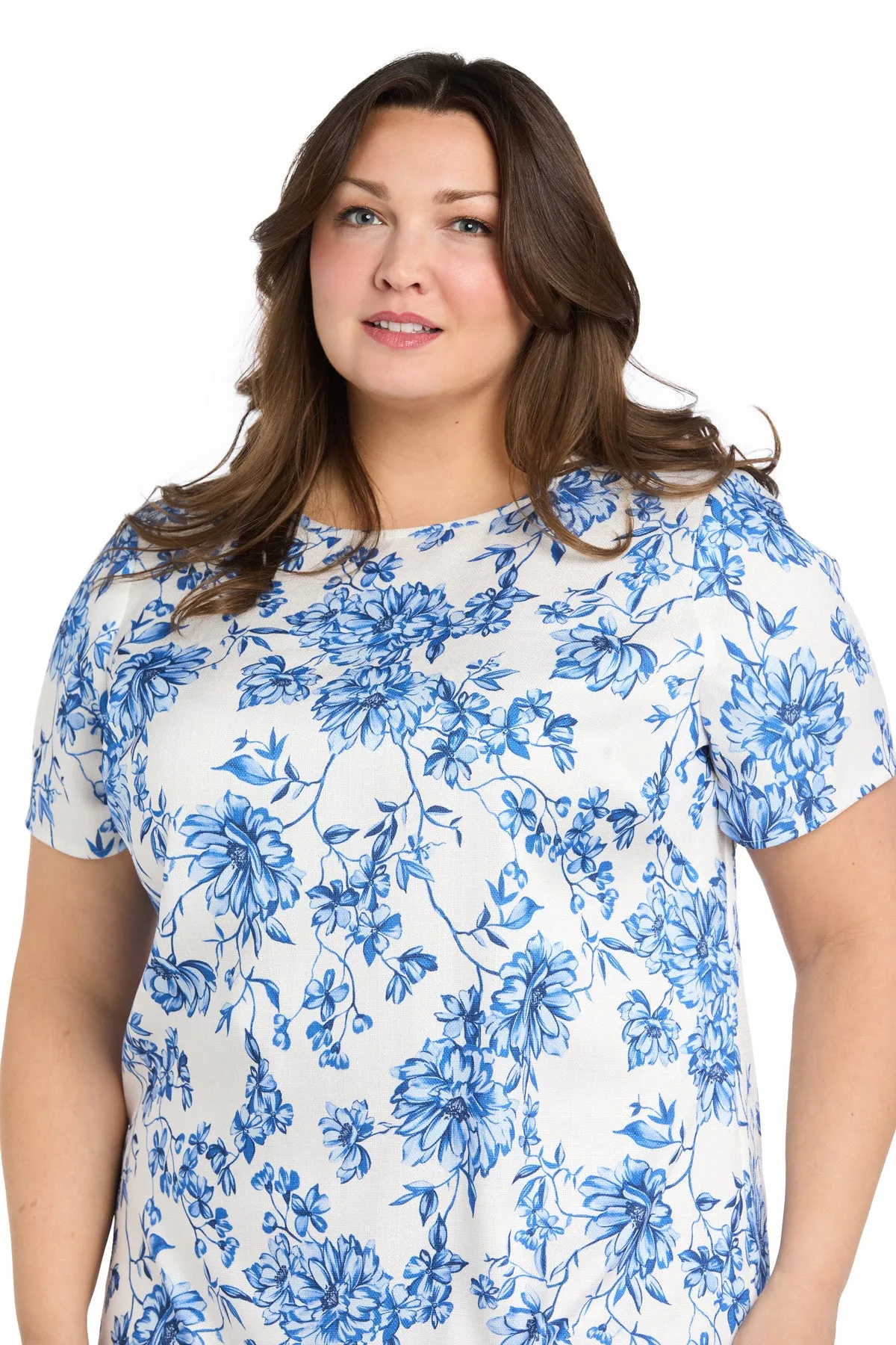 White & Blue Linen T-Shirt Dress - Plus sold by R&M Richards product image thumbnail 3