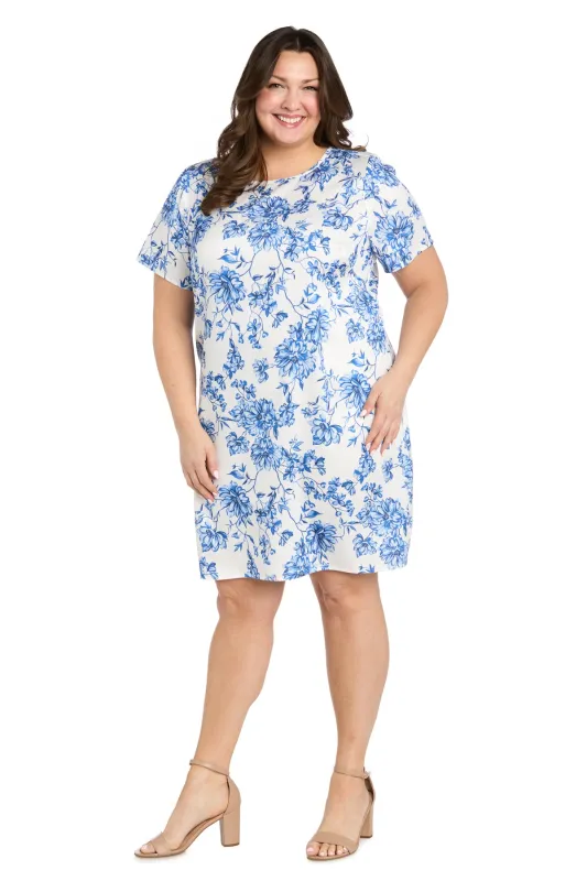White & Blue Linen T-Shirt Dress - Plus sold by R&M Richards
