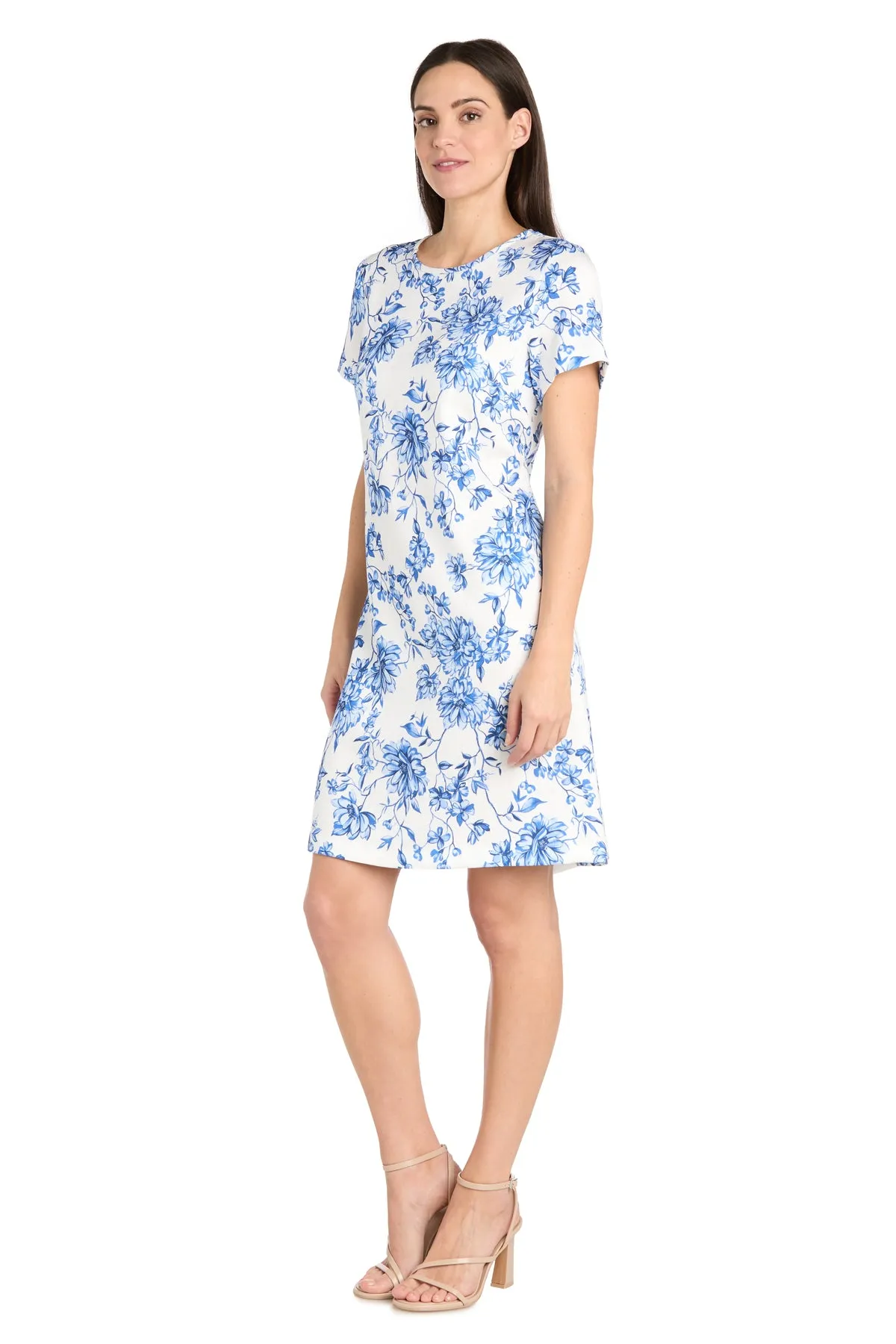 White & Blue Linen T-Shirt Dress sold by R&M Richards product image thumbnail 4