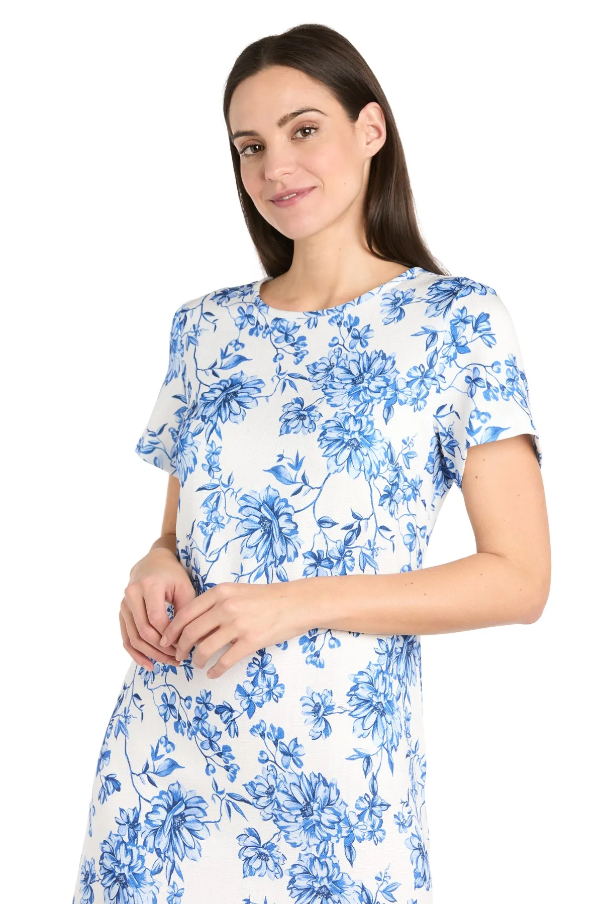 White & Blue Linen T-Shirt Dress sold by R&M Richards product image thumbnail 3