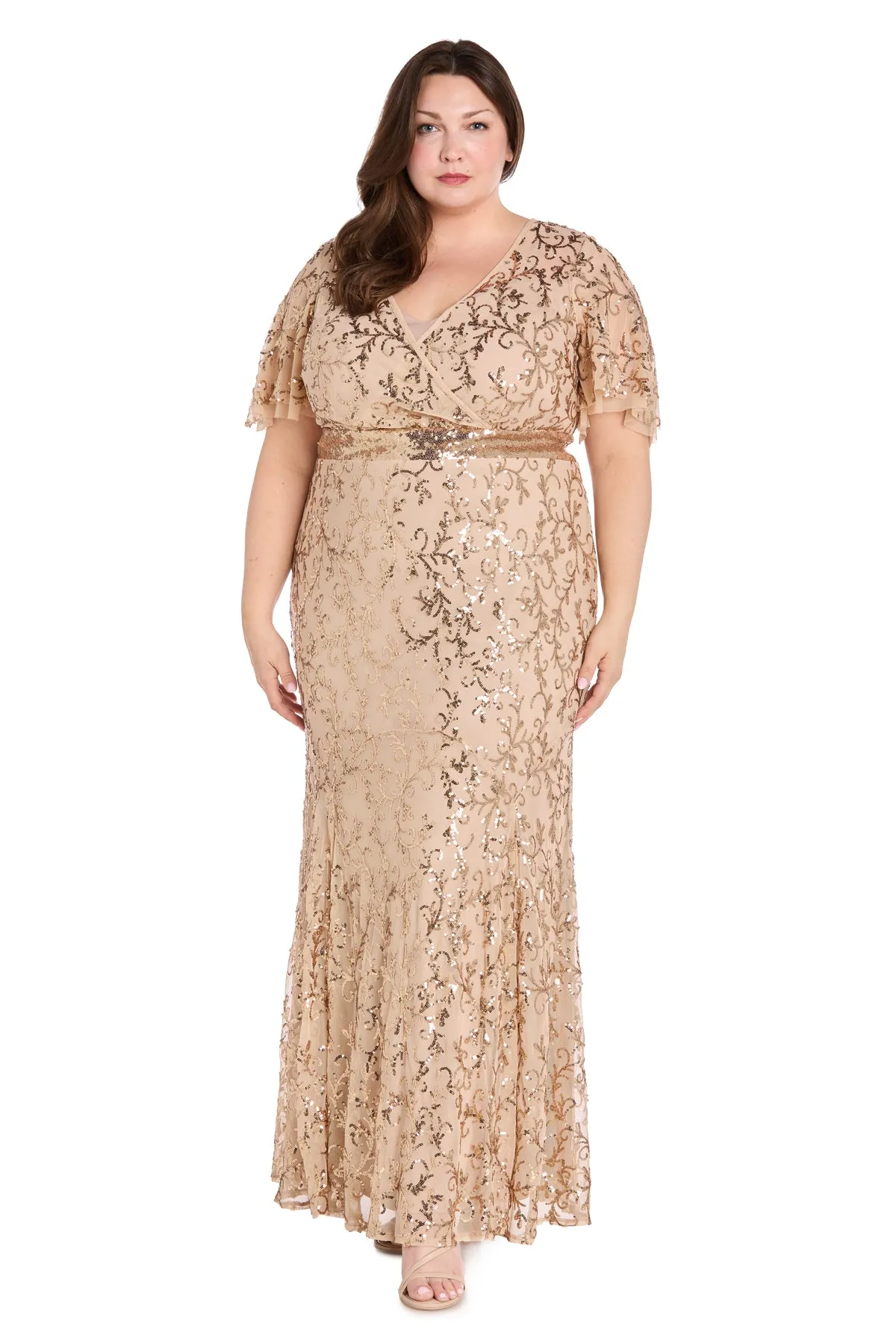 Radiant Glamour Gold Sequin Dress - Plus sold by R&M Richards