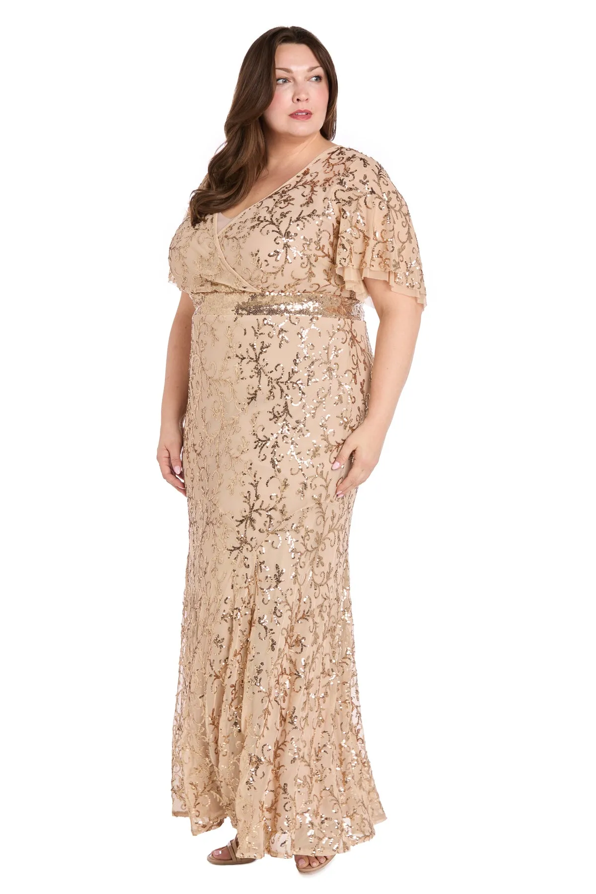 Radiant Glamour Gold Sequin Dress - Plus sold by R&M Richards product image thumbnail 4