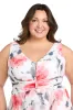 Coral and Ivory Chiffon Maxi Dress with Nude V-Neck Insert - Plus sold by R&M Richards